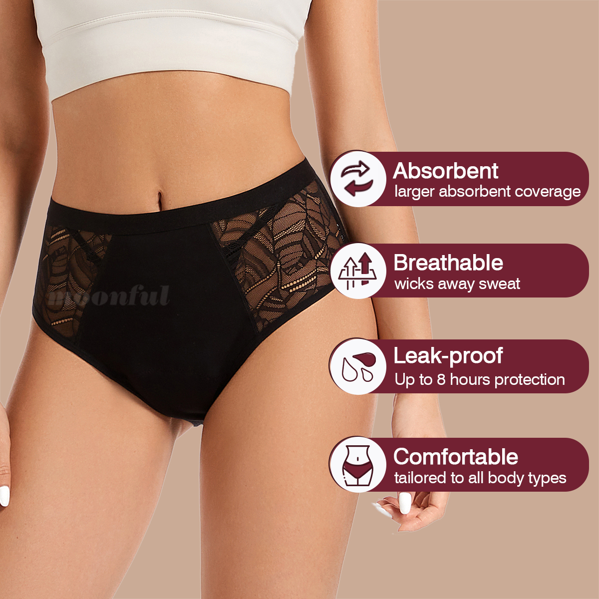 Moonful Women's Menstrual Pant - Period Panty Absorbent のレビューと価格