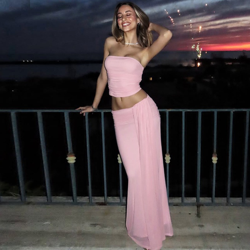Tuularose Pink Long Dress 2-Pi - Strapless Bra Backless のレビューと価格