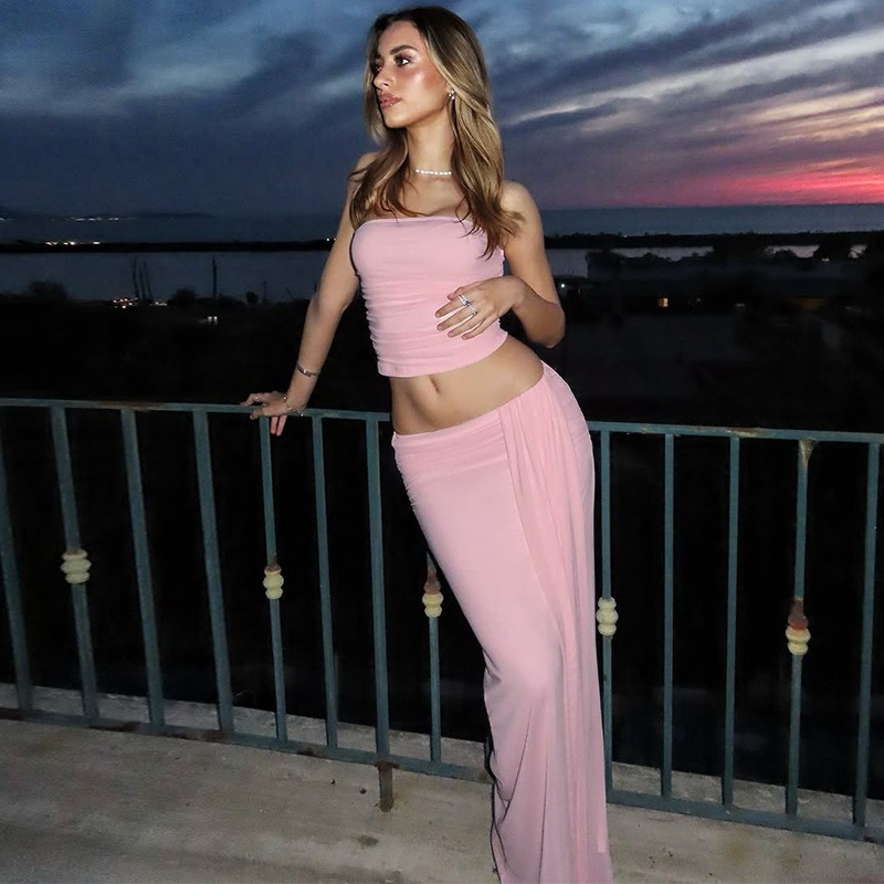 Tuularose Pink Long Dress 2-Pi - Strapless Bra Backless のレビューと価格