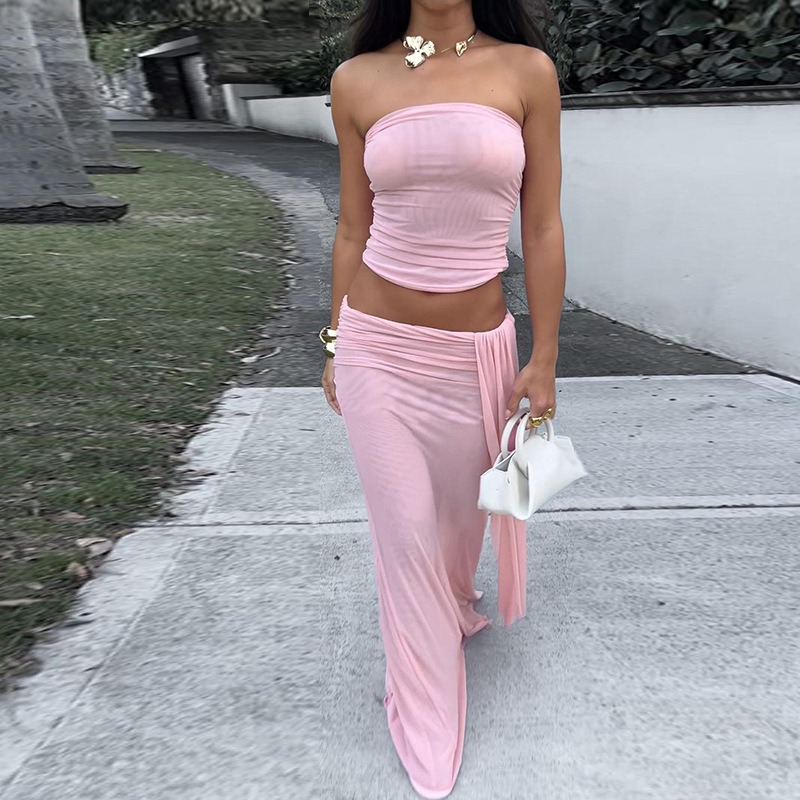 Tuularose Pink Long Dress 2-Pi - Strapless Bra Backless のレビューと価格