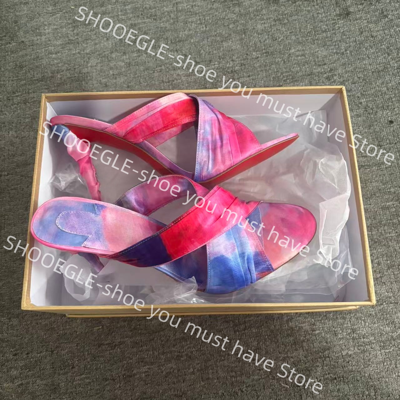 Women's Pink-Blue Tie-Dye Sati - Slip Dress Satin のレビューと価格