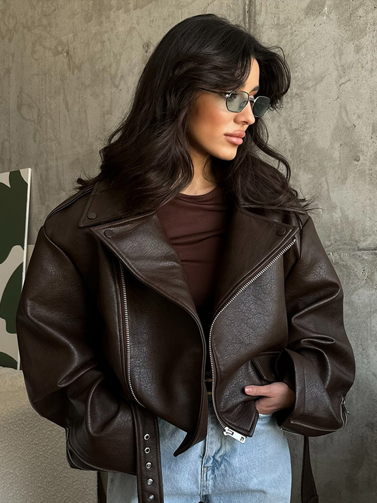 With Belt Leather Jacket Coat  - Corset Waist Cinch のレビューと価格