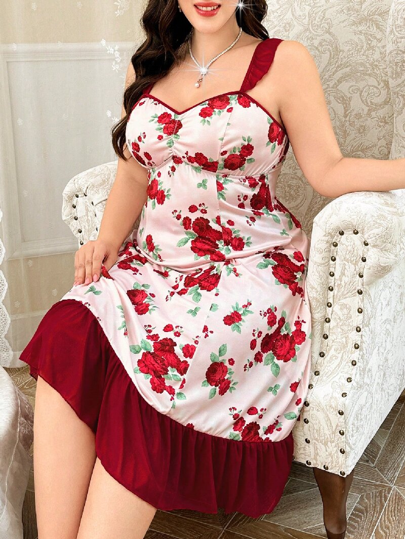 Plus Size Women's Floral Print - Cami Top Lace のレビューと価格