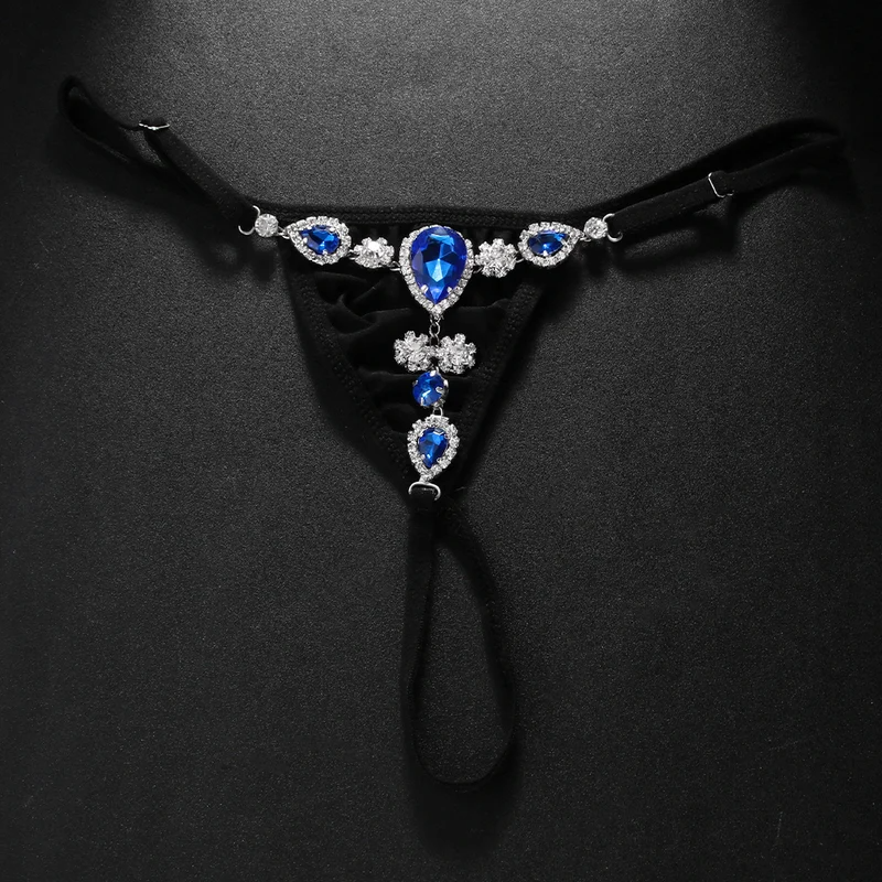 Fashion Blue Crystal Bikini Th - Thong Bikini Women のレビューと価格