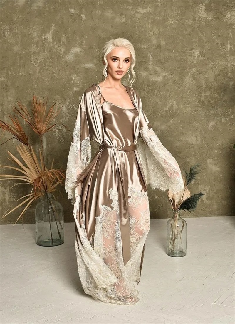 Customized Two Pieces Bride Sl - Robe Silk Women のレビューと価格