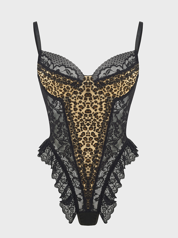 Sexy Lace Leopard Pattern Body - Shapewear Bodysuit Firm のレビューと価格