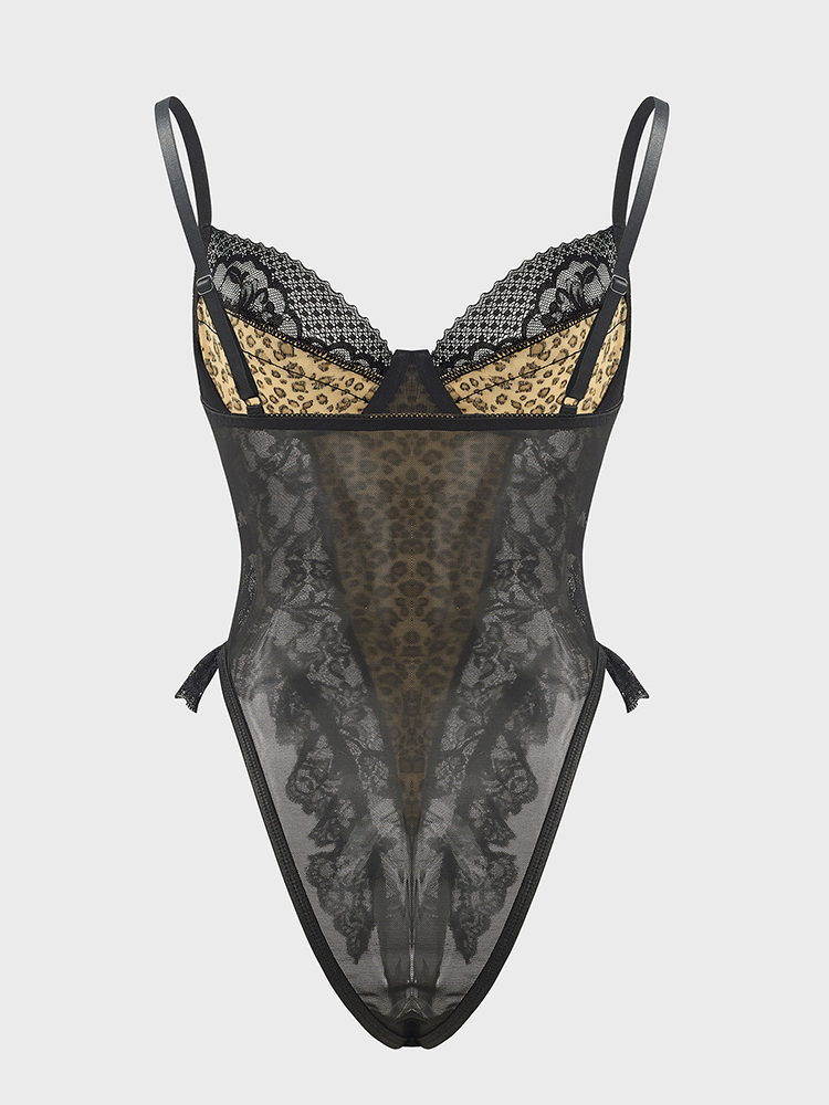 Sexy Lace Leopard Pattern Body - Shapewear Bodysuit Firm のレビューと価格