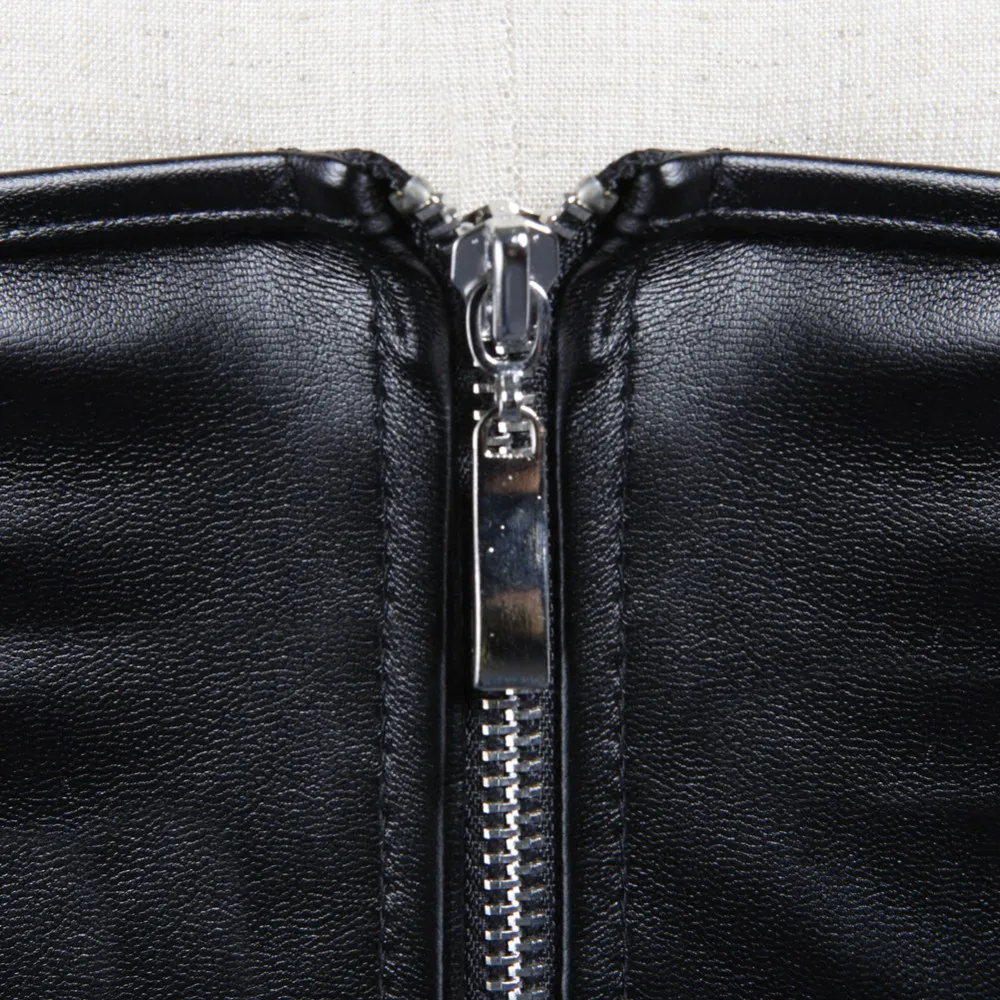 Black Short Zipper PU Faux Lea - Corset Waist Cinch のレビューと価格