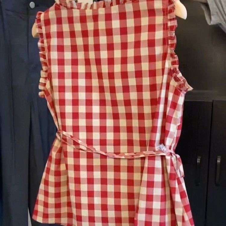 Retro Red Plaid Sleeveless Ves - Corset Waist Cinch のレビューと価格