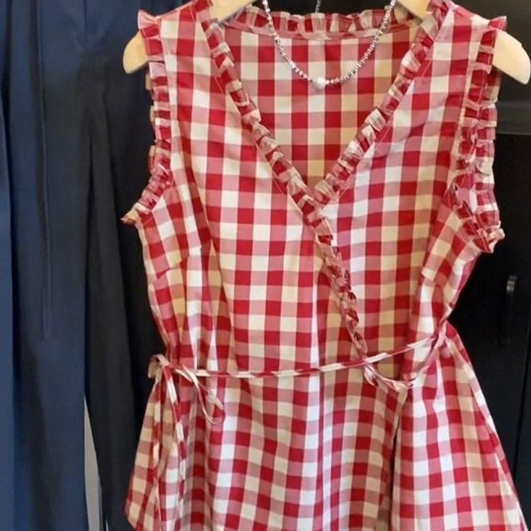Retro Red Plaid Sleeveless Ves - Corset Waist Cinch のレビューと価格