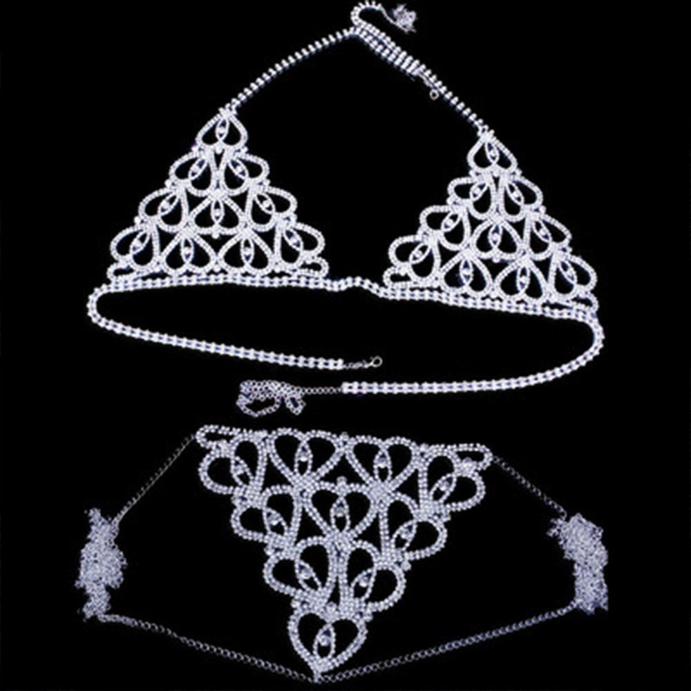 Fashion Rhinestone Heart Bra T - Thong Bikini Women のレビューと価格