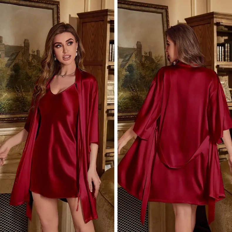 2PC Robe Suit Women Rayon Bath - Robe Silk Women のレビューと価格