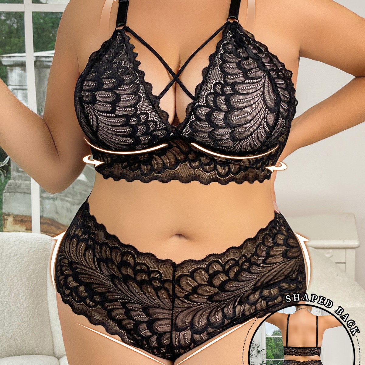 Plus Size Lingerie Set Wire-Fr - Seamless Underwear Women のレビューと価格