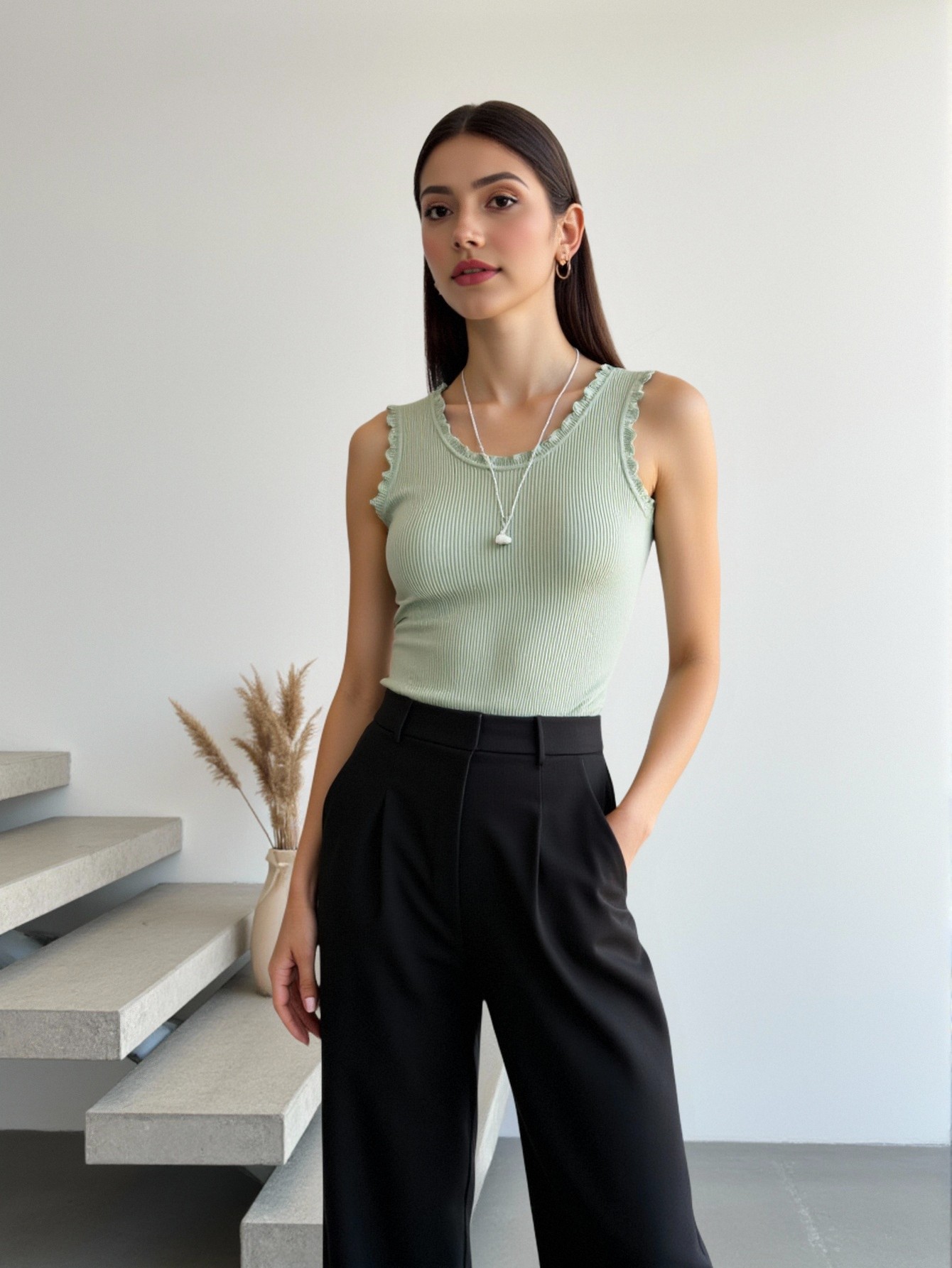 Women's Sleeveless Lace Trim R - Cami Top Lace のレビューと価格