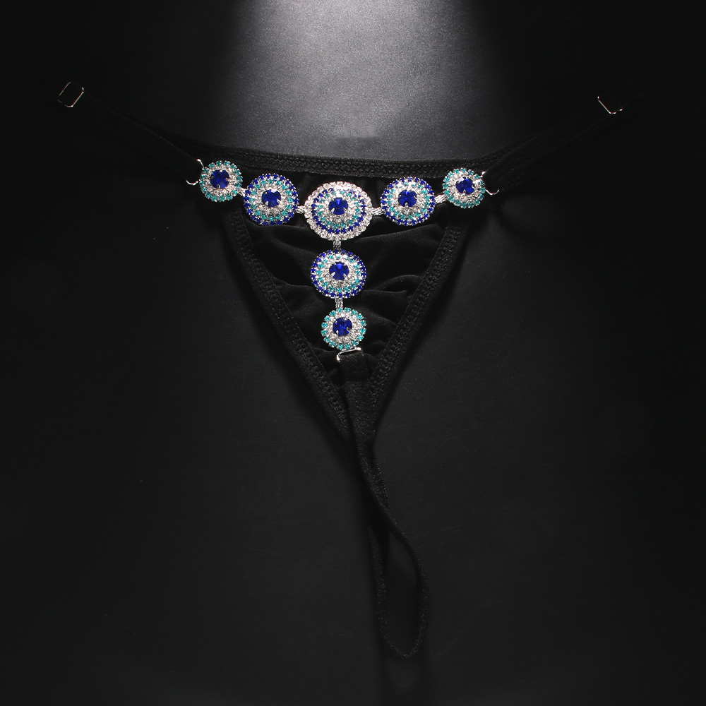 Rhinestone Evil Eye Thong Biki - Thong Bikini Women のレビューと価格