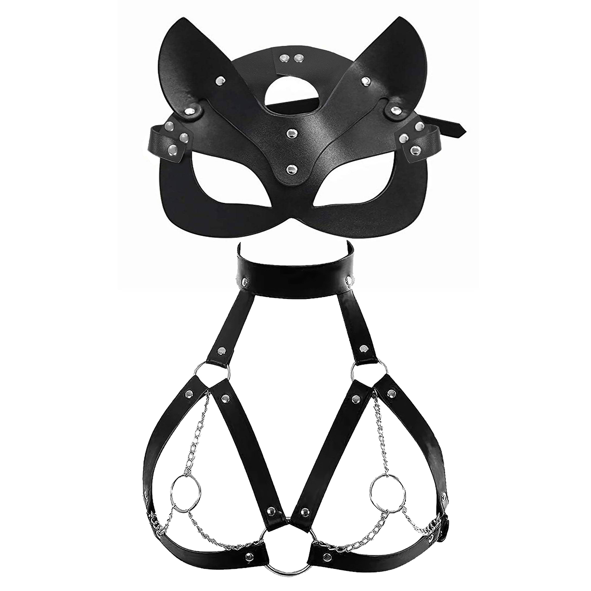 Women Sexy Mask Blindfold Cosp - Garter Belt Set のレビューと価格