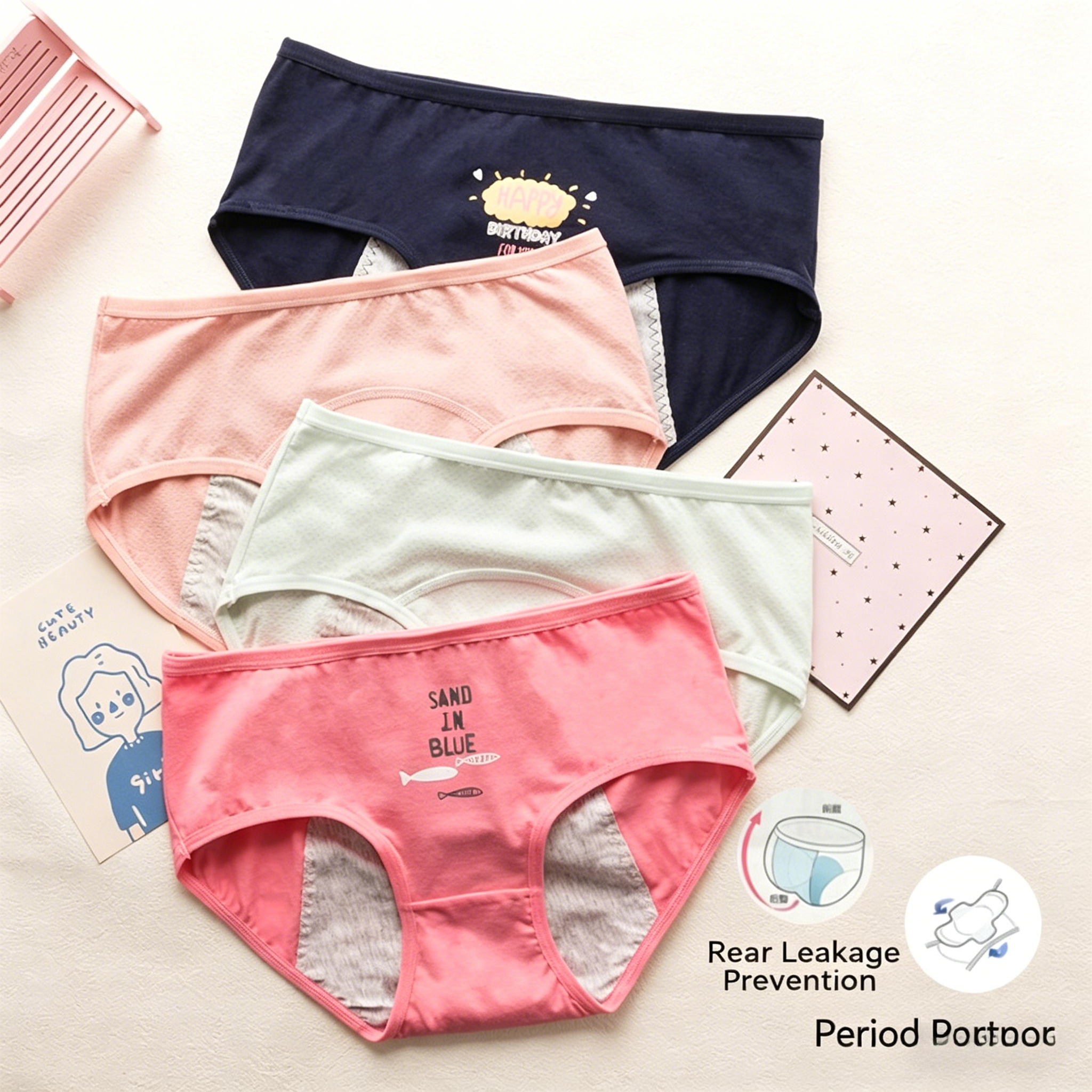 Cute Cartoon Period Underwear  - Period Panty Absorbent のレビューと価格