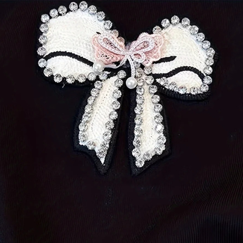 White Lace Trim Rhinestone Bow - Cami Top Lace のレビューと価格