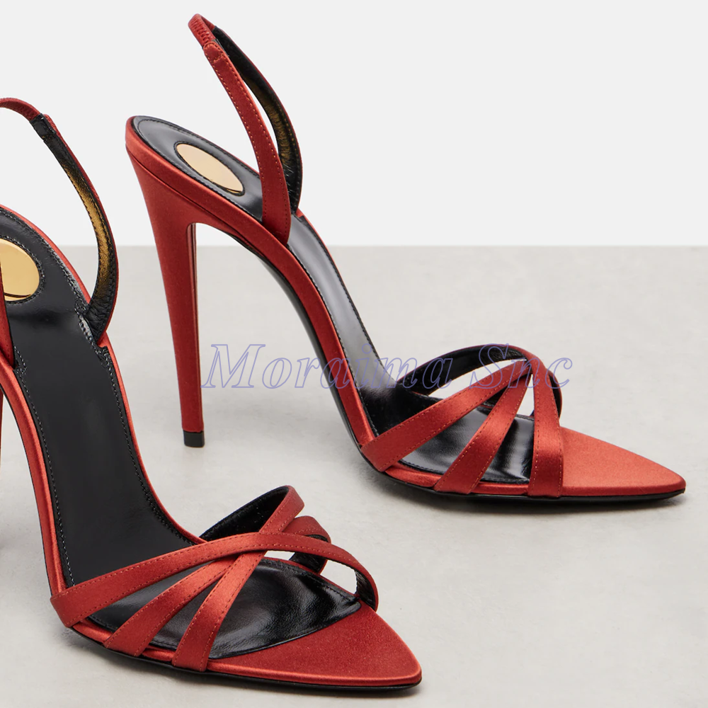 Satin Pointed Toe Cross Strap  - Slip Dress Satin のレビューと価格