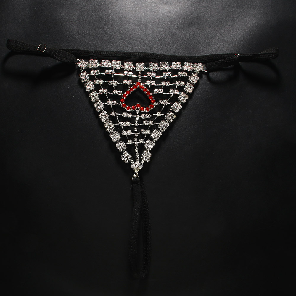Rhinestones Heart Hollow Thong - Thong Bikini Women のレビューと価格
