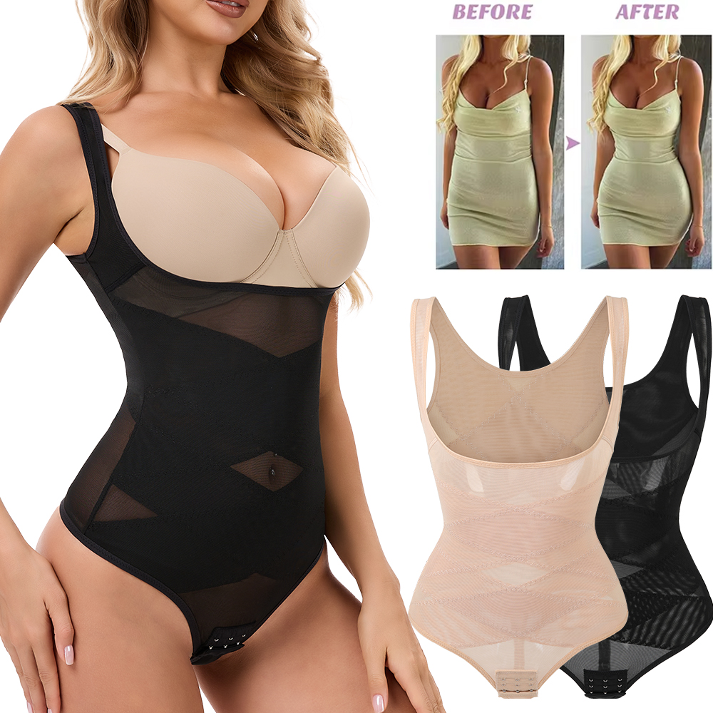 Mesh Thongs Bodysuit Shapewear - Shapewear Bodysuit Firm のレビューと価格