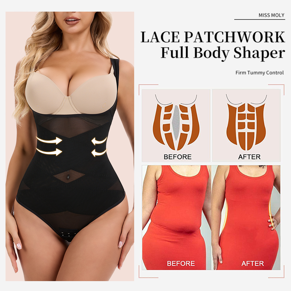 Mesh Thongs Bodysuit Shapewear - Shapewear Bodysuit Firm のレビューと価格